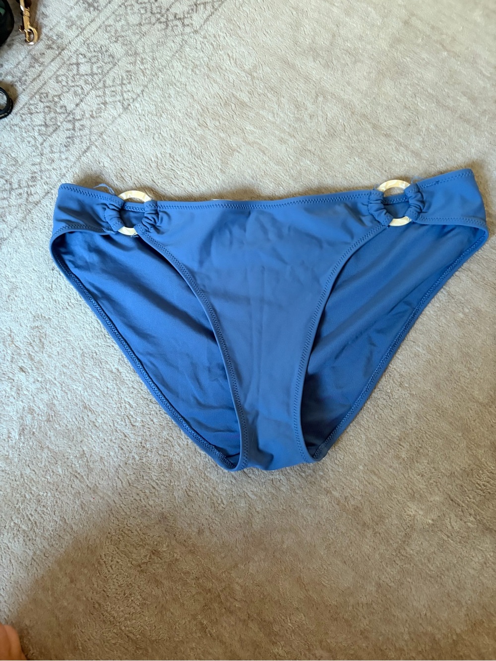 Women's Blue Bikini Bottom with Ring Detail